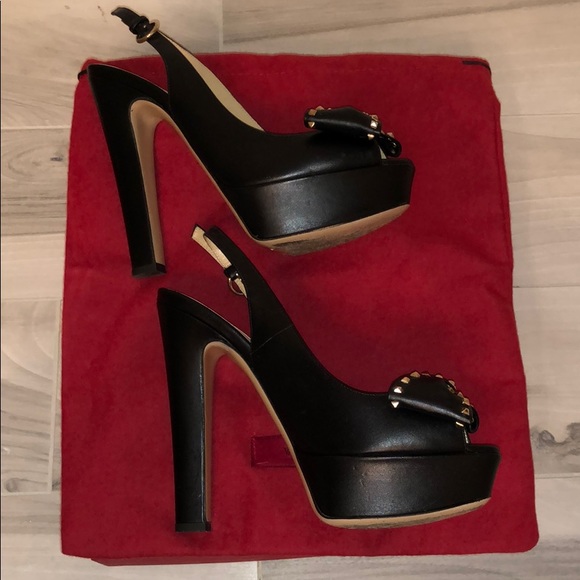 💯Valentino Leather Peep Toe Slingback Pumps - Picture 4 of 8